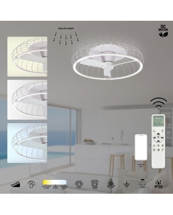 NATURE * VENTILADOR PLAFÓN LED BLANCO CON MANDO